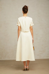Coralie neutrals 3D-petal top & skirt matching set