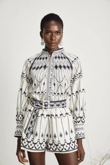 Allie graphic-print shirt & shorts matching set