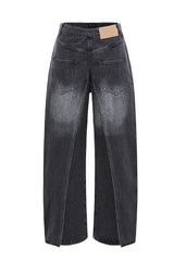 Emely Deconstructed Fake Two-piece Jeans - Black