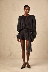 Eugénie fully-pleated ruffled mini dress in Black