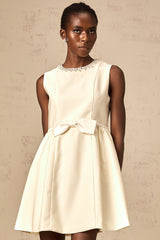 Isabelle white bowknot embellished mini dress