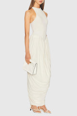 Doyle Sleeveless Ruched Maxi Dress - White