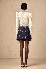 Anaelle off-white bowknot floral-lace blouse