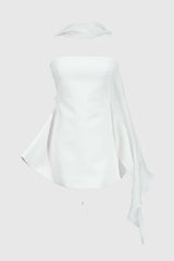 Calwa Scarf Strapless Flare Mini Dress