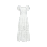 Hélène lace cut-out semi-sheer midi dress