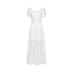 Hélène lace cut-out semi-sheer midi dress