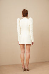 Erica white gigot-sleeve blazer
