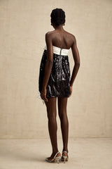 Candice color-block bow sequined mini dress