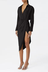 Fanbia Twisted Mini Shirtdress - Black