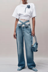 Adrienne Floral Cross Jeans