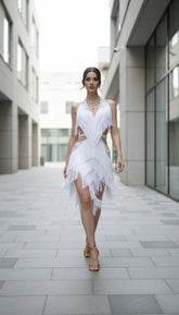 Maison Celie Fringe Cut-Out Dress 2025