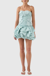 Coleka Floral Appliqué Strapless Mini Dress