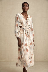 Bérengère floral-print open-waist midi dress