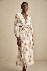 Bérengère floral-print open-waist midi dress