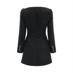 Erin black double-breasted coat dress
