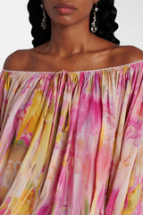 Ludema Floral Off Shoulder Ruched Maxi Dress