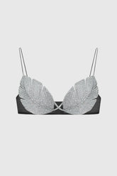 Jackia Leaf Crystal Bralette - Black