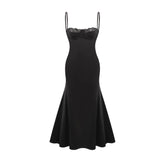 Larisa lace-trim satin midi dress