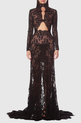 Juselius Lace Cutout Maxi Dress - Black