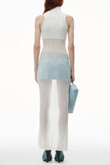Carola Ribbed Cutaway Split Top - White