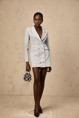 Constance blue rhinestone denim mini blazer dress