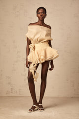 Amélie floral-appliqué flounced mini dress
