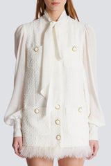 Enid Bow-detail Tweed Mini Dress