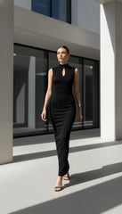 Maison Celie – Elegant Black Midi Dress