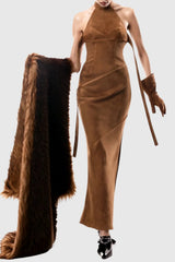 Maibe Halter Split Maxi Dress