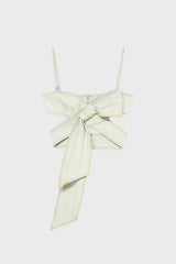 Camille Bow Denim Top - White