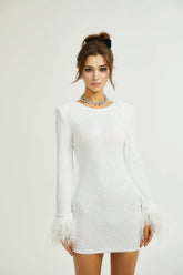 Amorata feather-trim embellished dress