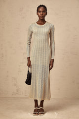 Honorine khaki fitted knit midi dress