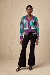 Coralie purple argyle-knit top
