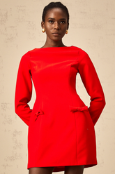 Magali red bowknot long-sleeve mini dress