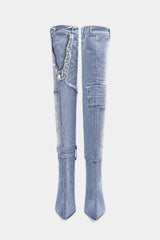 Abhay High Heel Denim Boots