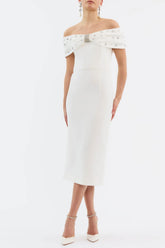 Dacre Off Shoulder Crystal Embellished Midi Dress