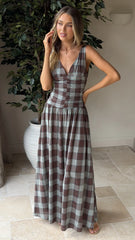Sanya Maxi Dress - Chocolate Check