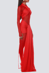 Chaviv Mesh Crystal Embellished Maxi Dress
