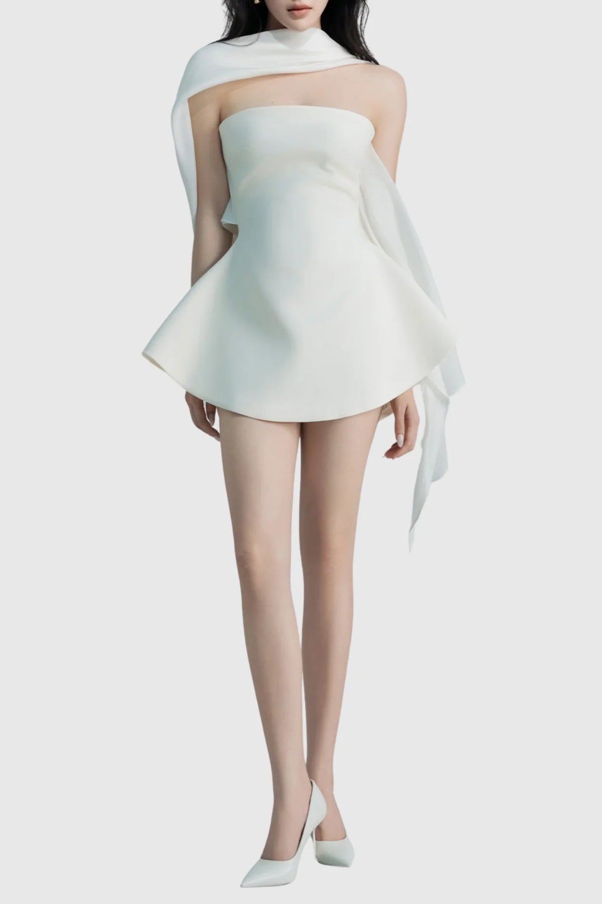 Calwa Scarf Strapless Flare Mini Dress