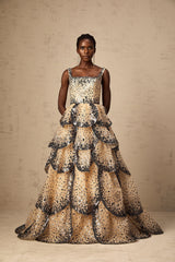 Flavie sequined petal tiered maxi dress