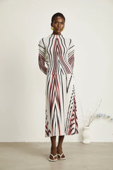 Désirée line-print stretch top & skirt matching set