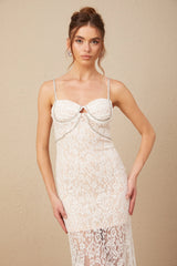 Carmen crystal bustier lace midi dress