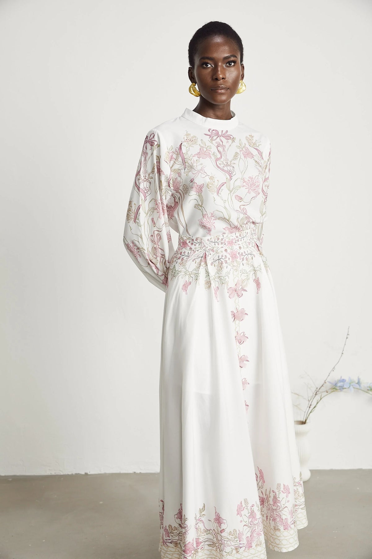 Azzurra graphic-print blouse & skirt matching set