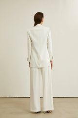 Margaux white bow-embellished wool jacket