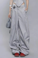Karina Floral Stripe Lace Up Top