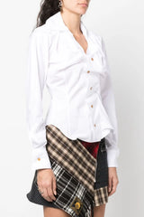 Keira Asymmetric Gathered Shirt - White