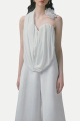 Balene Flower Asymmetric Ruched Top