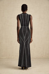 Liane black crystal-embellished semi-sheer maxi dress