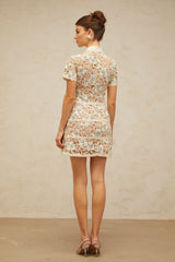 Françoise flower-embroidery mini dress