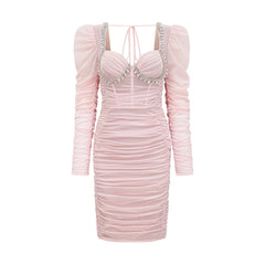 Eloite pink mesh midi dress